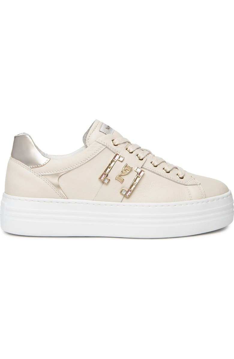 NeroGiardini Jewel Logo Platform Sneaker, Alternate, color, Beige/Khaki