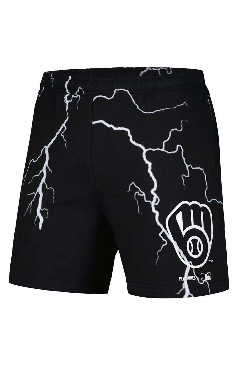 PLEASURES Men's PLEASURES  Black Milwaukee Brewers Lightning Shorts, Alternate, color, Black