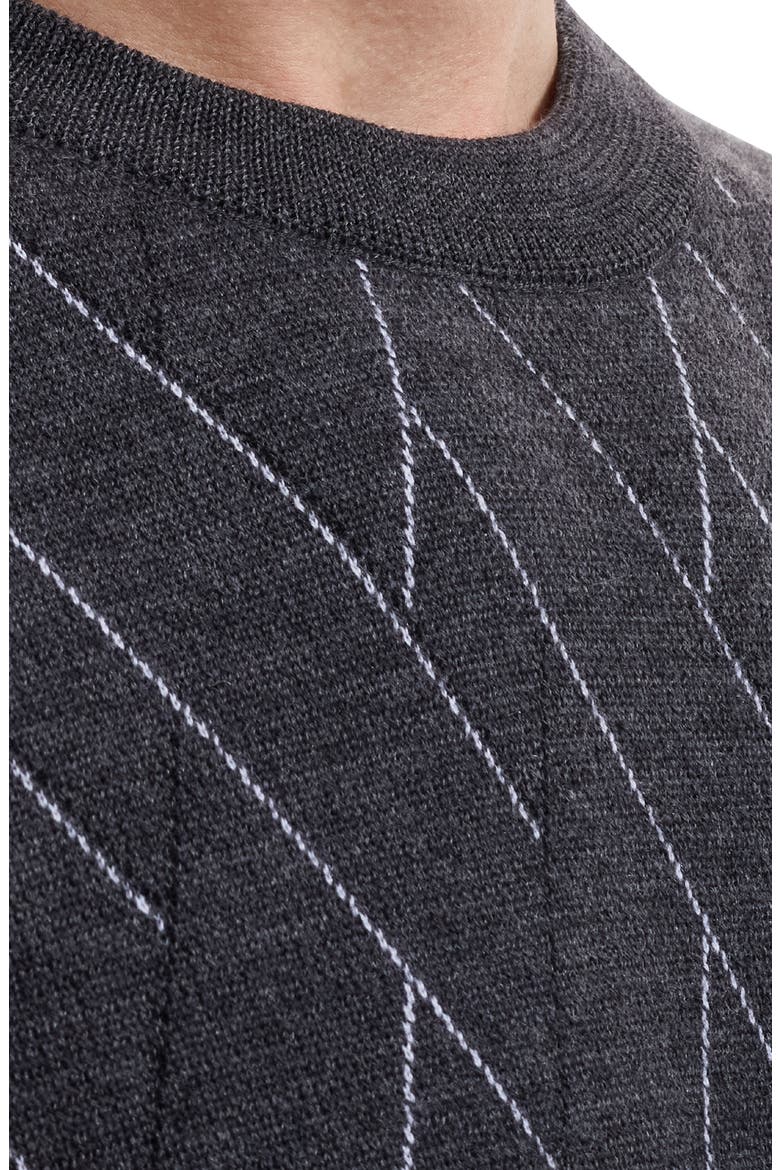 Geometric Extrafine Merino Wool Crewneck Sweater, Alternate, color, ANTHRACITE