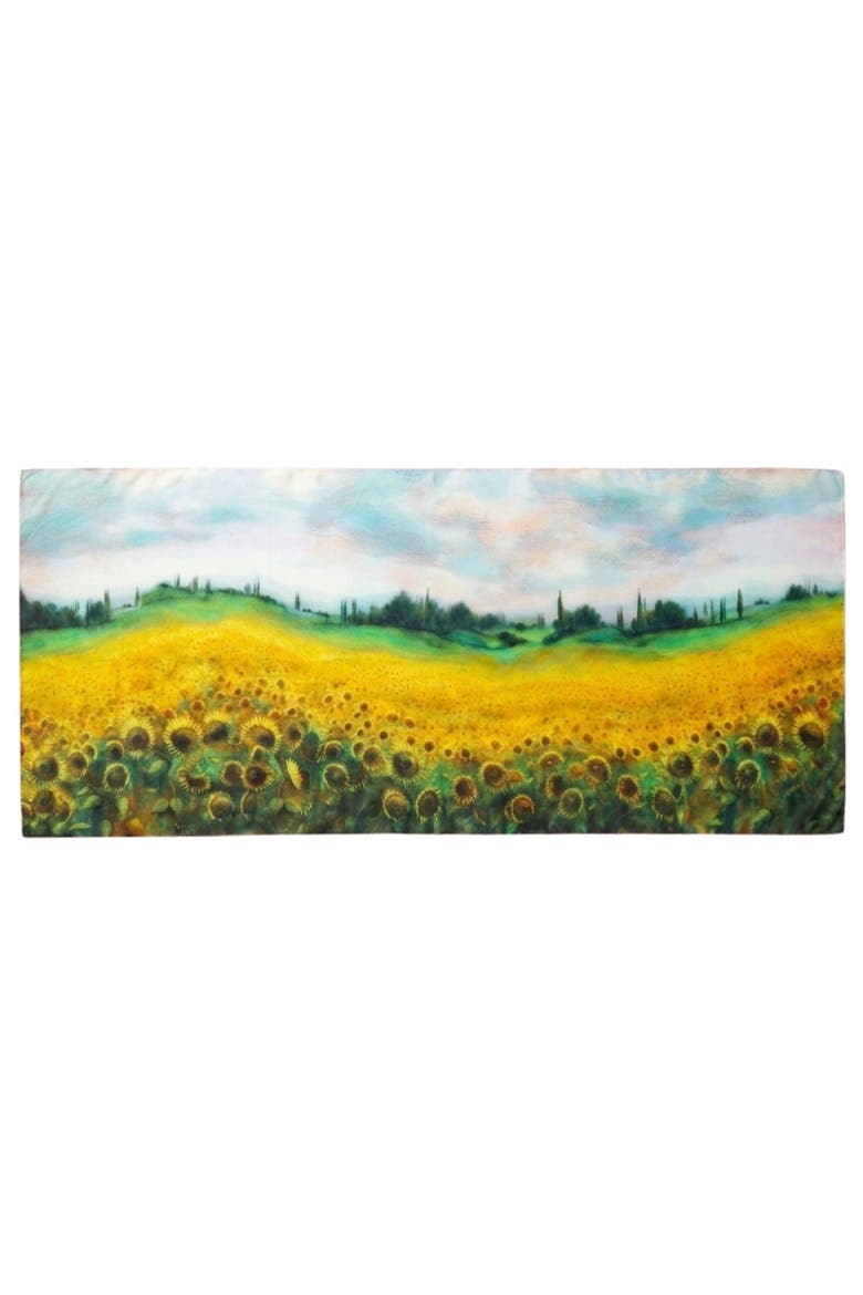 Girasoli Sunflower Silk Satin Scarf, Alternate, color, yellow