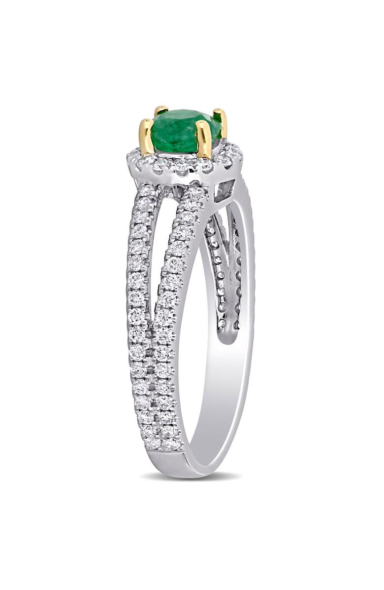 Julianna B. Emerald & Diamond Halo Ring 14k, Alternate, color, Emerald