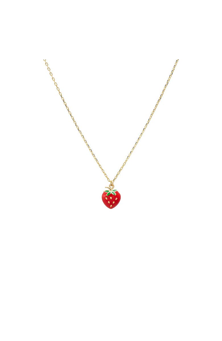 BY ADINA EDEN Kids Strawberry Necklace 14K, Main, color, Red