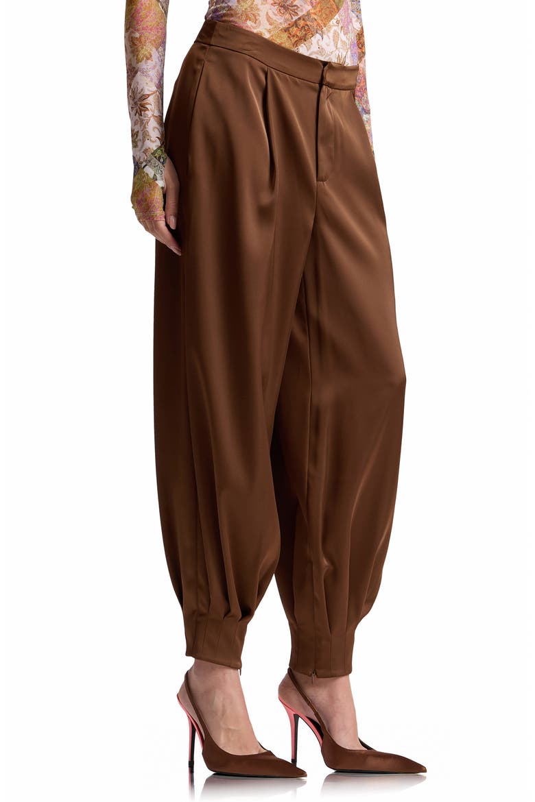 Pleated Balloon Pants, Alternate, color, CHOCOLATE