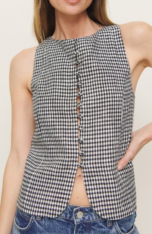 Reformation Addison Gingham Sleeveless Linen Button-up Top