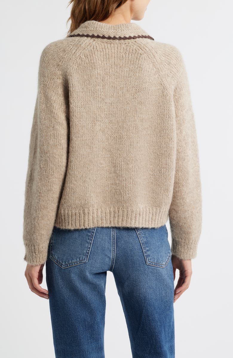 THE GREAT. Blanket Stitch Alpaca Blend Sweater, Alternate, color, Oat W/ Brown