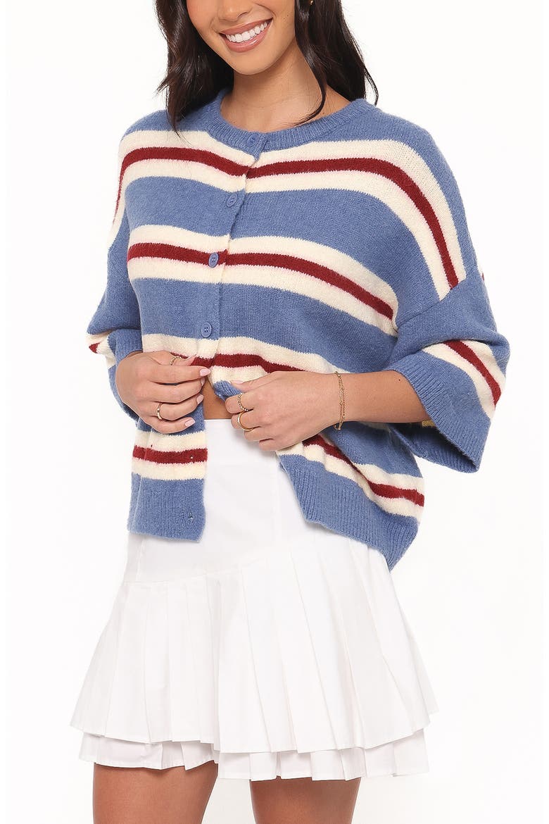 Lilith Stripe Button-Up Sweater, Alternate, color, BLUE STRIPE