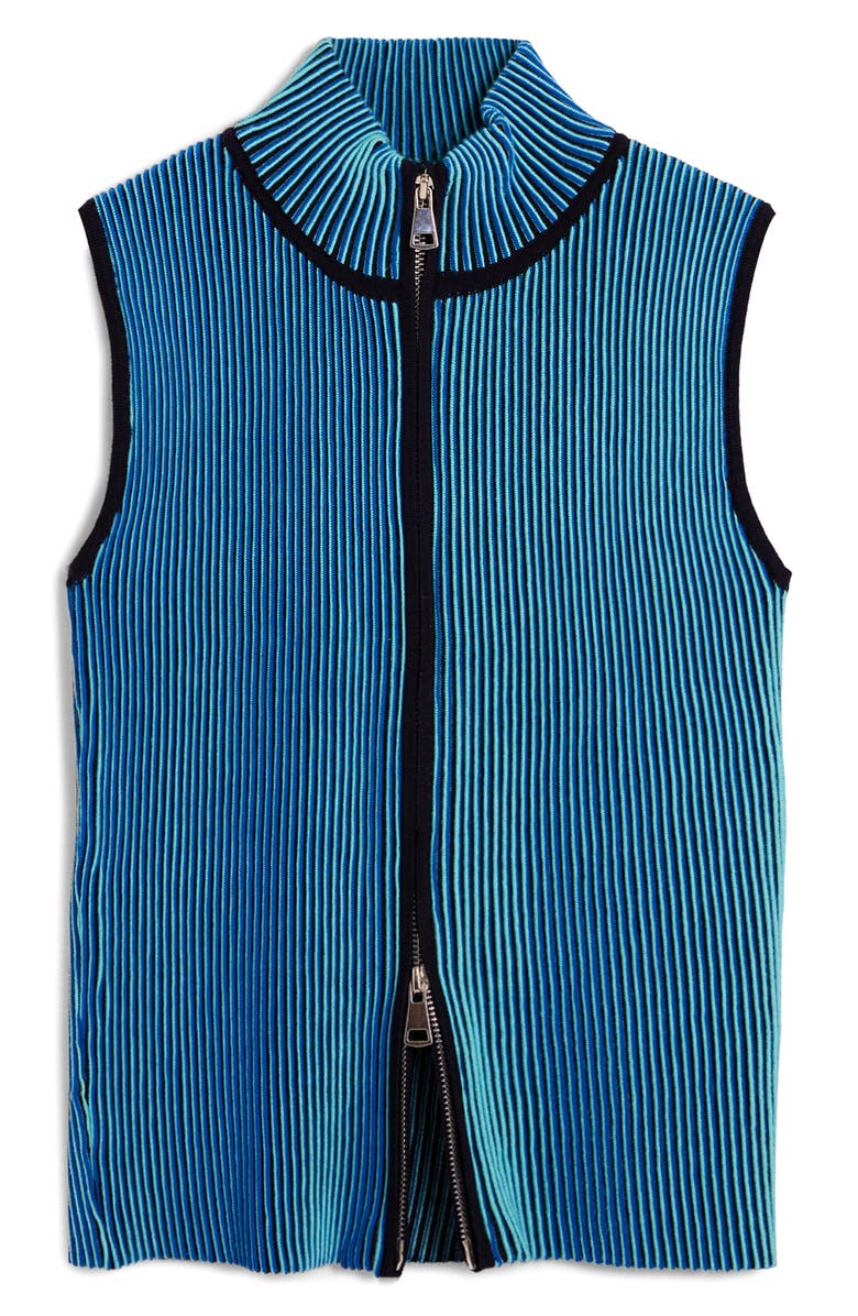 Desigual Sleeveless Front Zip Rib Top, Alternate, color, Blue