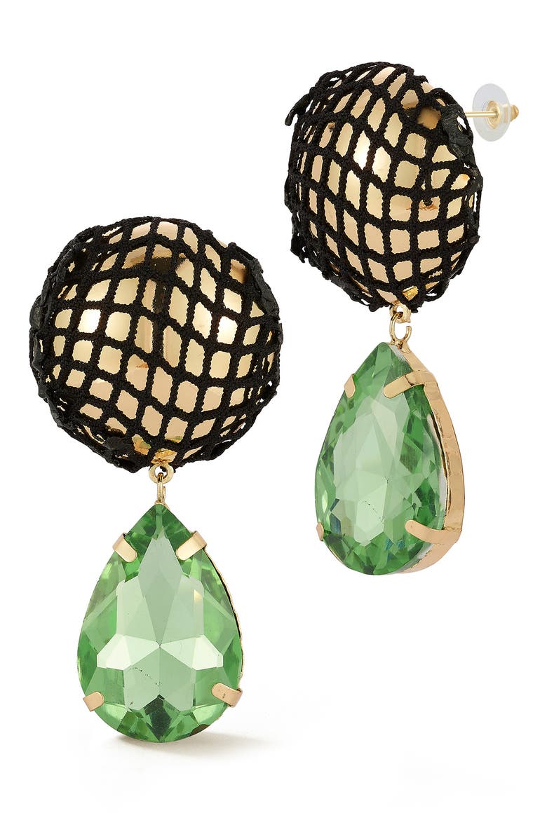Fishnet Drop Earrings, Main, color, GOLD