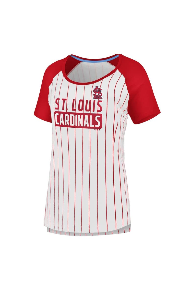 FANATICS Women's Fanatics White St. Louis Cardinals Cooperstown Collection Iconic Pinstripe Raglan Scoop Neck T-Shirt, Alternate, color, White