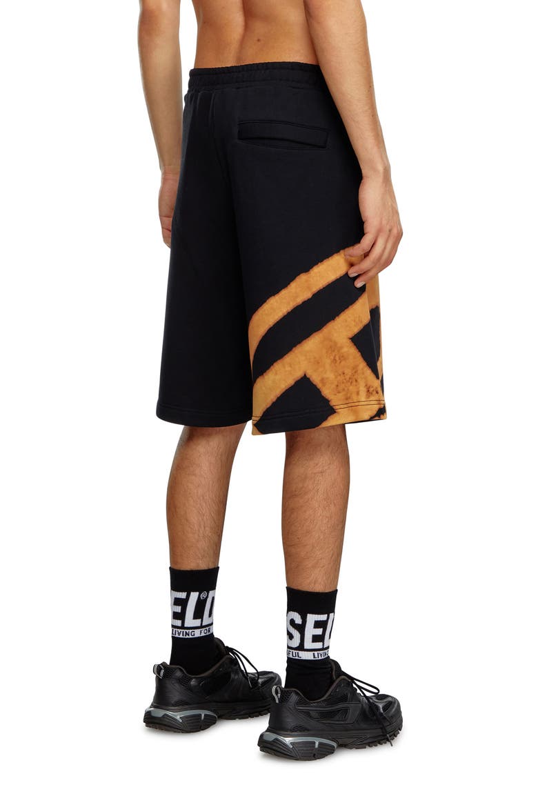 P-Crow-Bleach Sweat Shorts, Alternate, color, DEEP/ BLACK