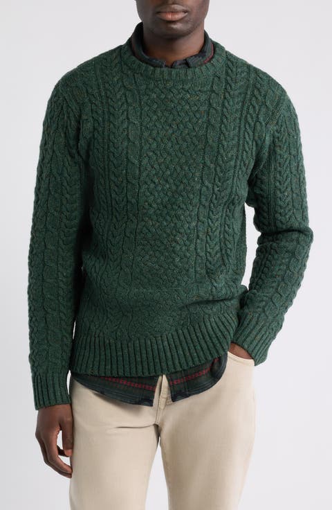 Fisherman Crewneck Wool Blend Sweater