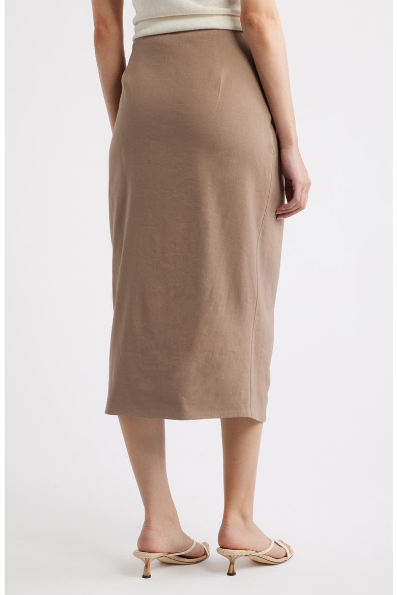 Linen Blend Wrap Midi Skirt, Alternate, color, BROWN LENTIL