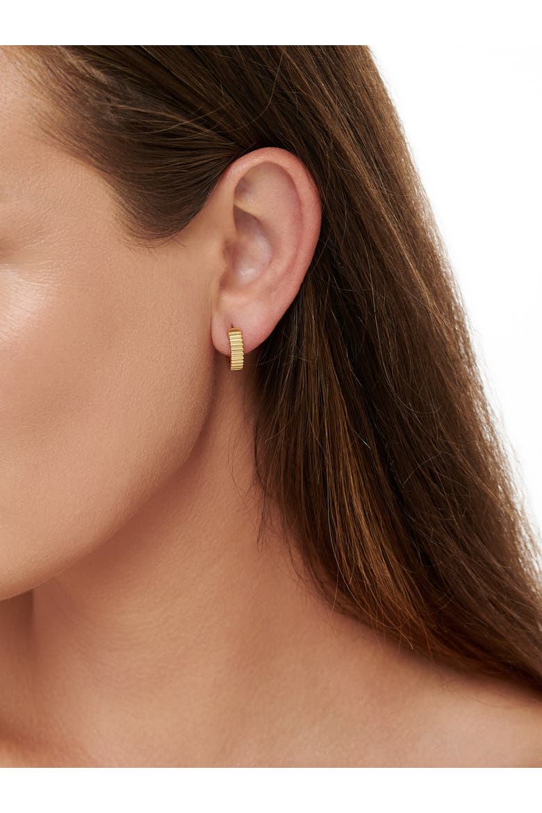 Ribbed Hoop Earrings in Gold Plated Sterling Silver, Alternate, color, Yellow Gold