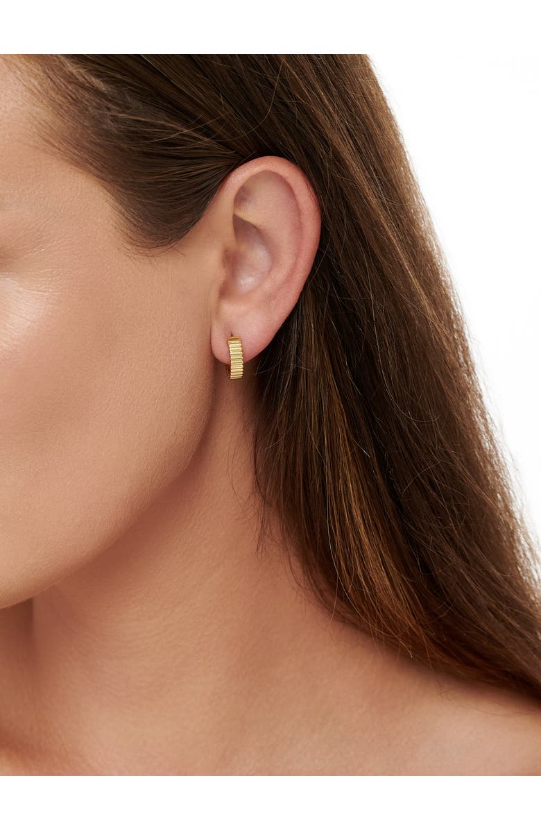 DEVATA Ribbed Hoop Earrings in Gold Plated Sterling Silver, Alternate, color, Yellow Gold