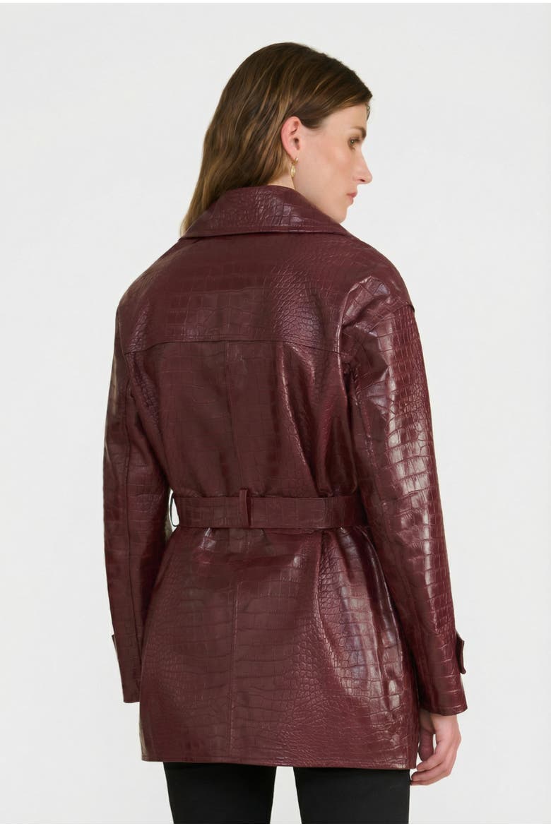 Pimlico Short Leather Trench Coat, Alternate, color, Burgundy