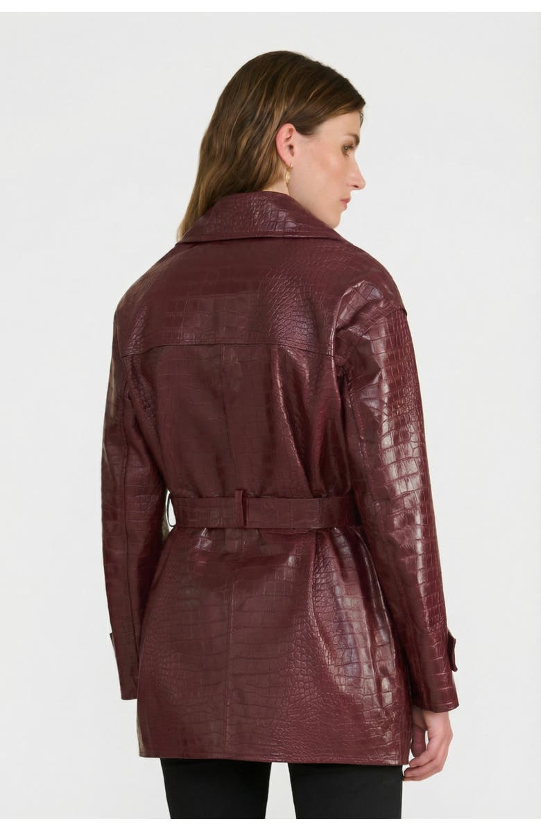 FURNIQ UK Pimlico Short Leather Trench Coat, Alternate, color, Burgundy