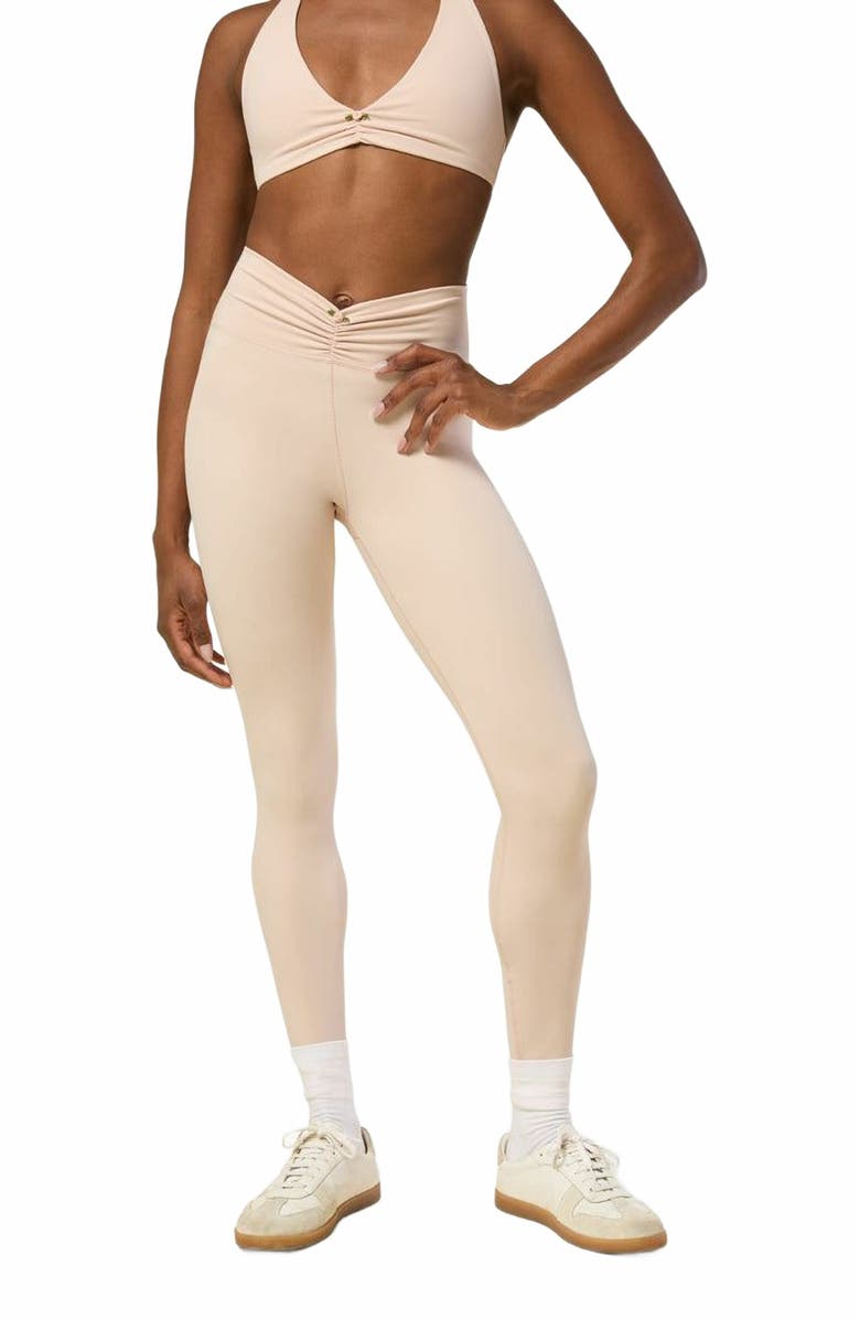 WeWoreWhat Ruched V-legging, Alternate, color, Ballet Slipper