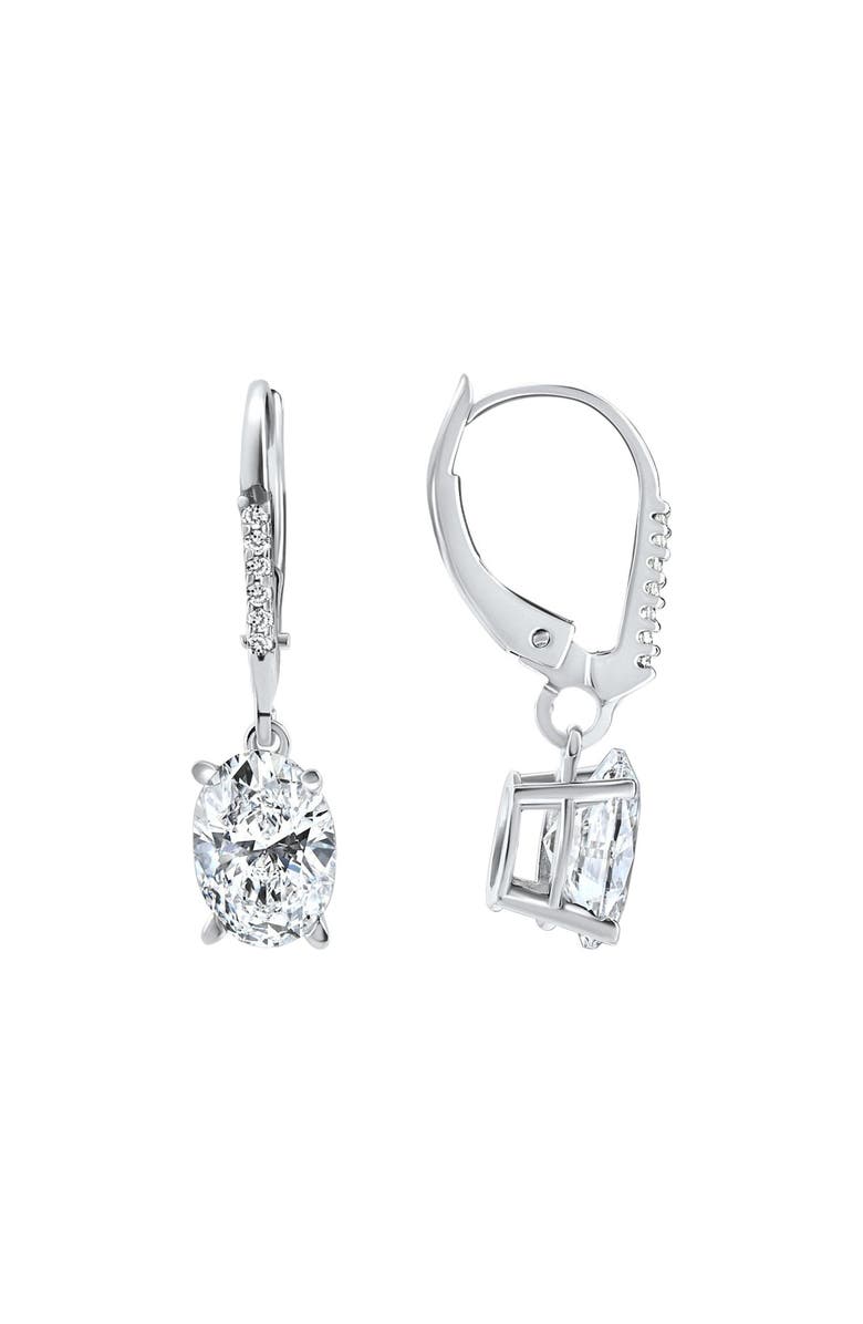 Bliss Diamond 2.07Ct TW Oval Diamond Dangle Lever Back Hoops 14k Gold Lab Grown, Alternate, color,