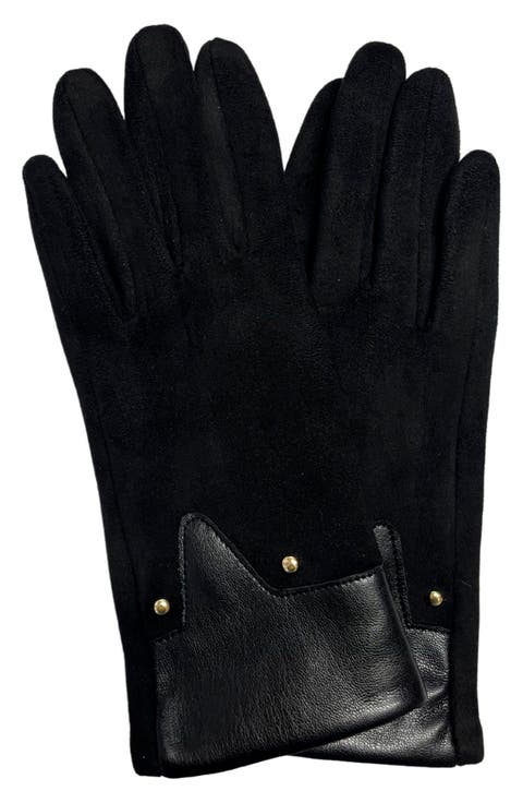 Studded Faux Suede Gloves