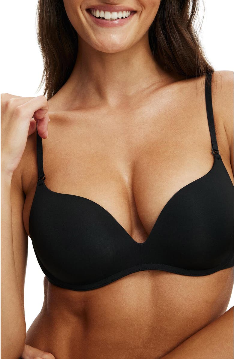 COTTON ON BODY Women's Wirefree Push Up T Shirt Bra, Alternate, color, Black
