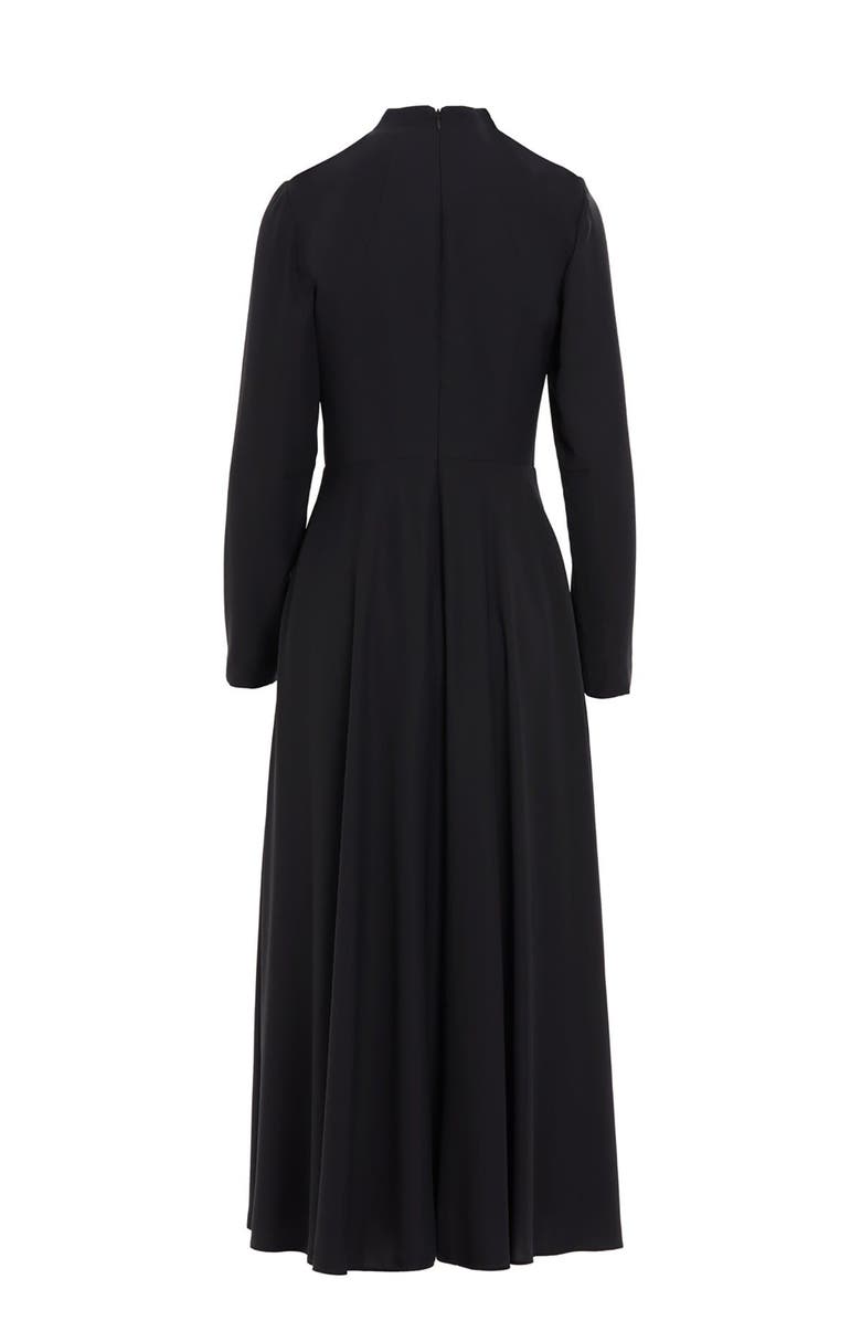 Gizia Buckle Detail Mock Neck Long Sleeve Black Midi Dress, Alternate, color, Black