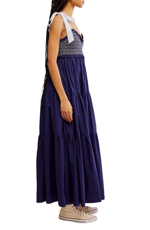 Free People Bluebell Smocked Bodice Tiered Maxi Sundress In Eclipse