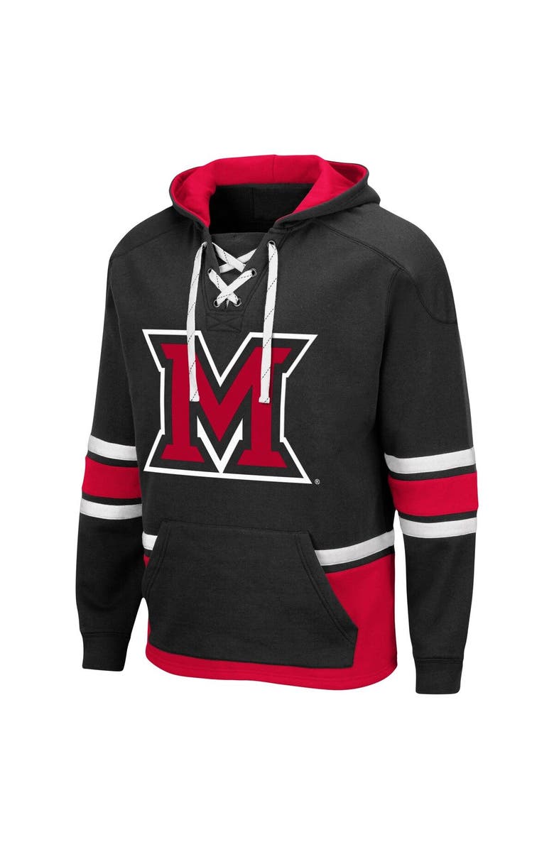 COLOSSEUM Men's Colosseum Black Miami University RedHawks Lace Up 3.0 Pullover Hoodie, Alternate, color, 