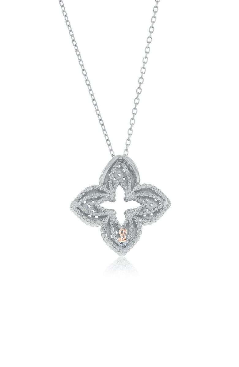 SUZY LEVIAN Pavé Cubic Zirconia Clover Pendant Necklace, Alternate, color, White