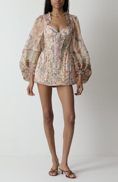 貴重☆レースアップラメパイソンシャツ☆LGB☆トルネードマート Zimmermann Rebellion Corded Long Sleeve Minidress | Nordstrom