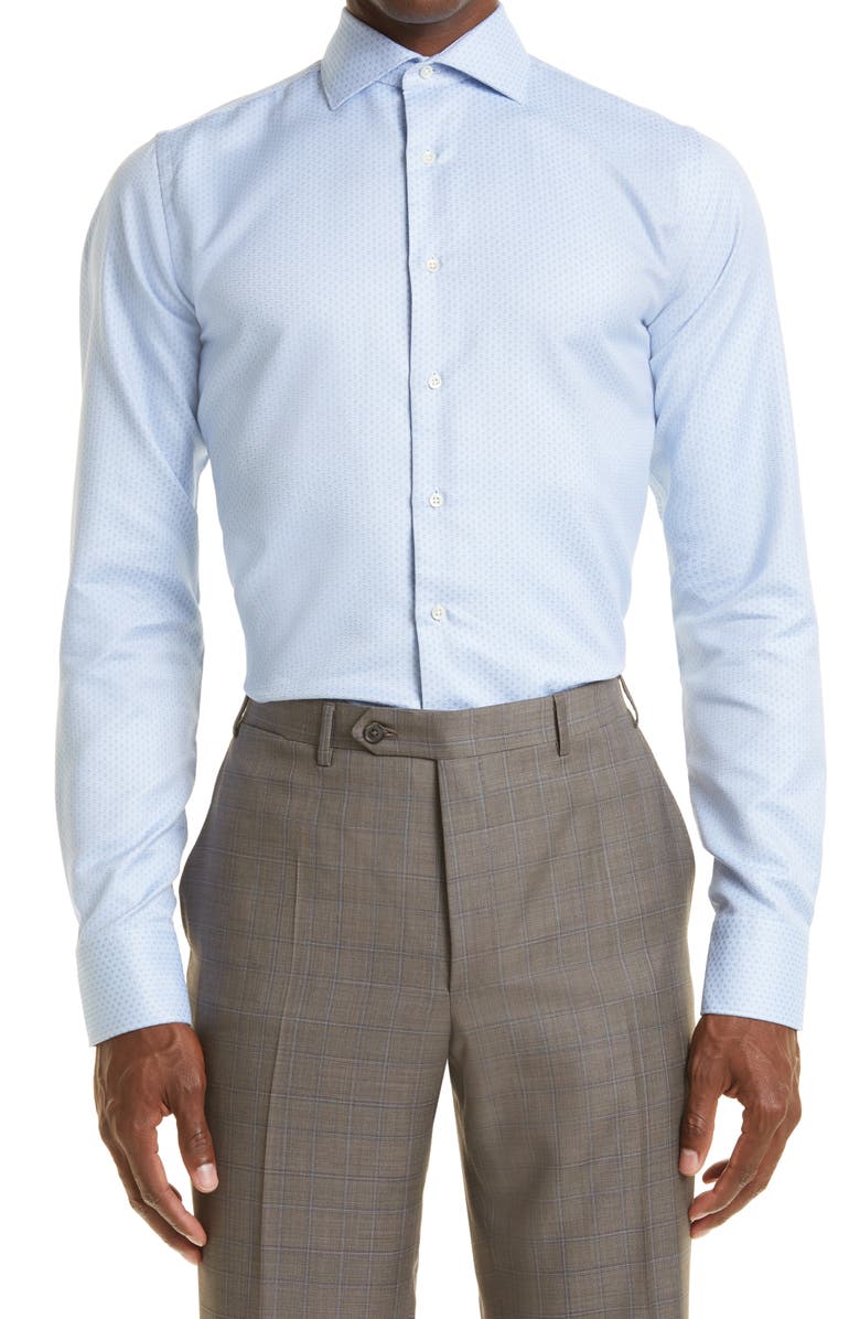 Canali Geometric Print Button-Up Dress Shirt, Main, color, 