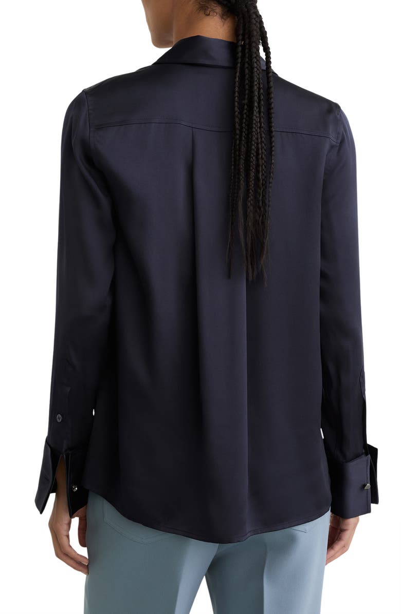 Reiss Ameira Silk Satin Button-Up Shirt, Alternate, color, Navy