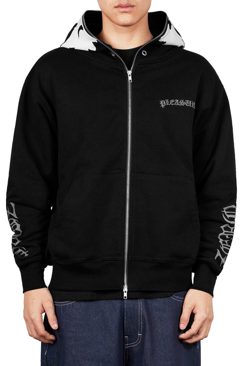 X Zero Skateboards Balaclave Zip Hoodie, Main, color, BLACK