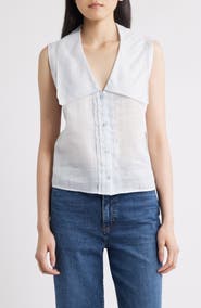 FRAME The Ramie Sailor Sleeveless Shirt