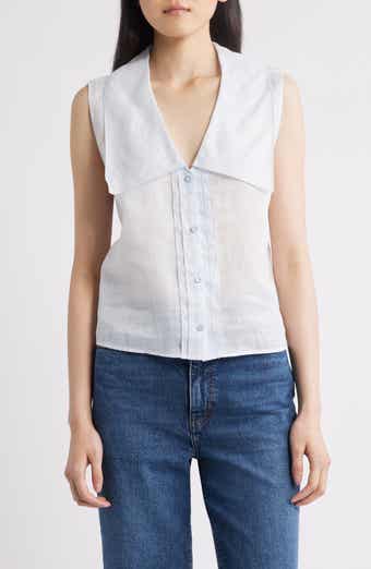 FRAME The Ramie Sailor Sleeveless Shirt