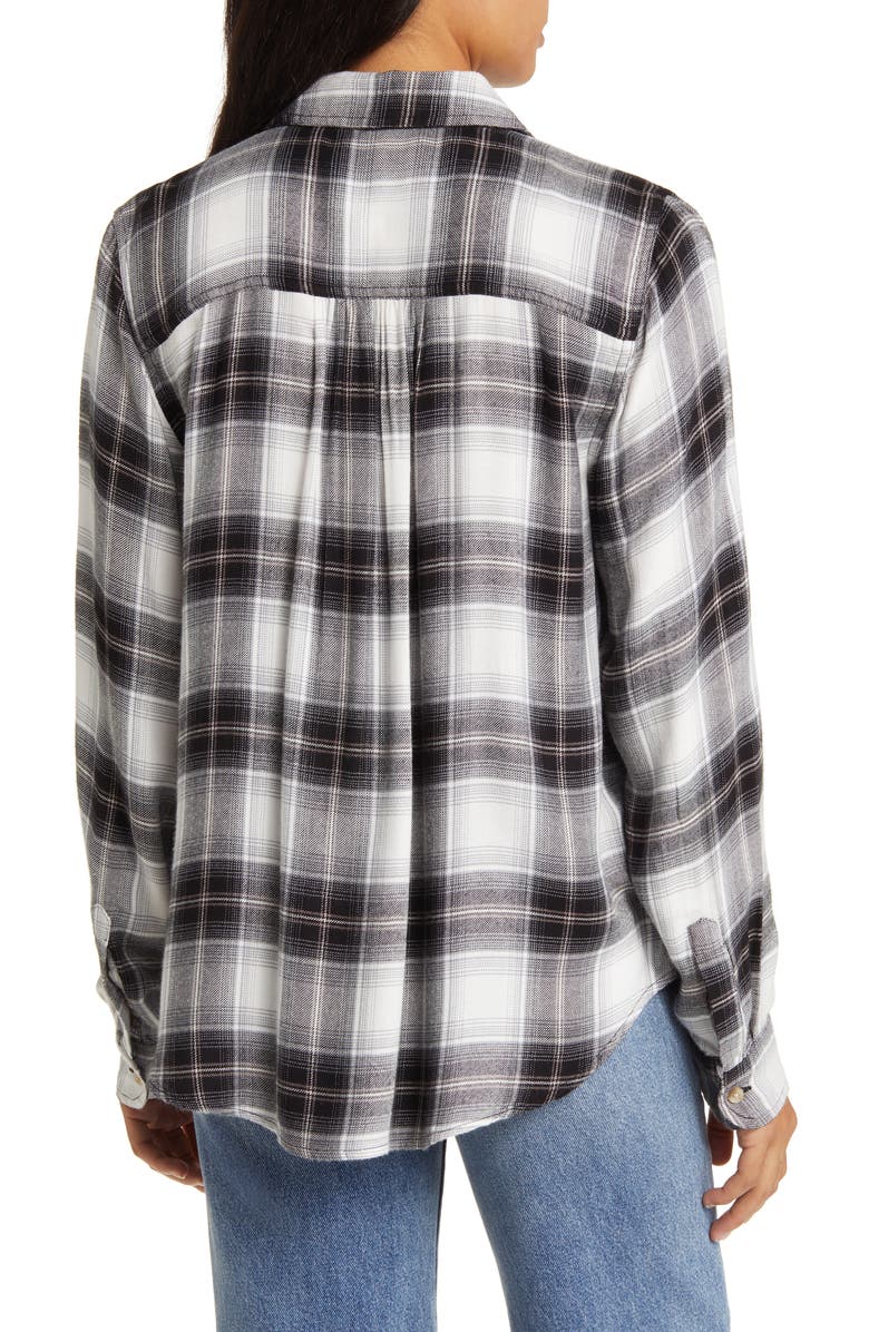 Lucky Brand Cloud Plaid Boyfriend Shirt, Alternate, color, Black Plaid