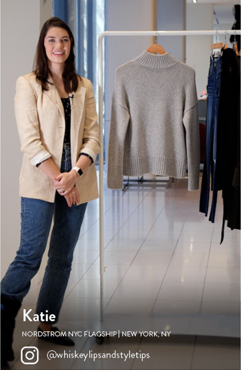 Rib Trim Mock Neck Wool & Cashmere Sweater, sales video thumbnail