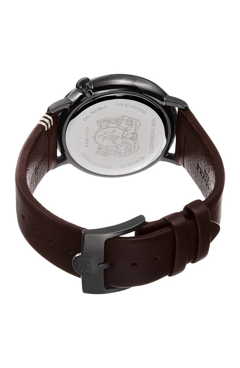 Bruno Magli Men's Roma Moderna Leather Strap Watch, 43mm, Alternate, color, 