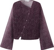 MANGO TEEN Asymmetric Smocked Button-Up Top