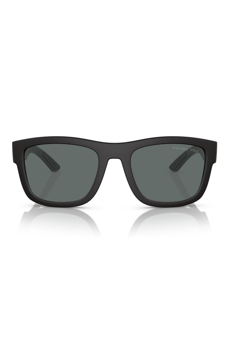 53mm Polarized Pillow Sunglasses, Main, color, RUBBER BLACK