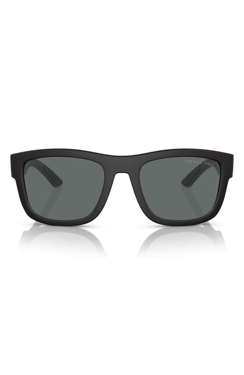 Prada 53mm Polarized Pillow Sunglasses in Rubber Black 