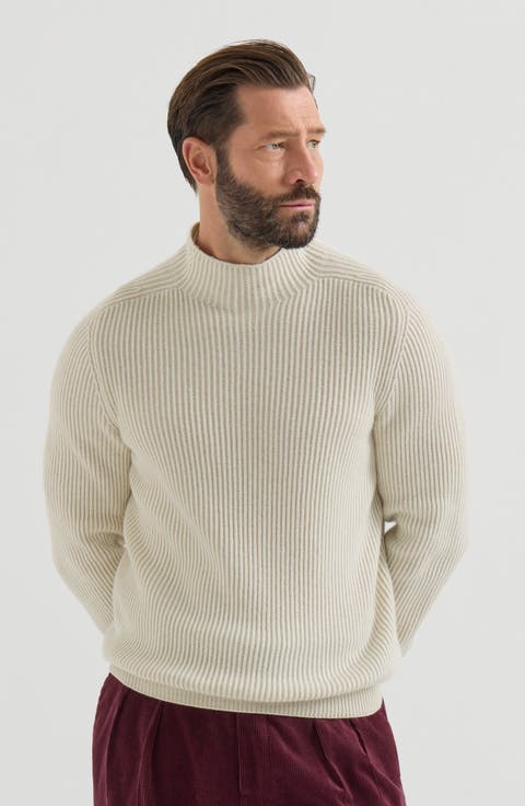 Cashmere English rib turtleneck sweater