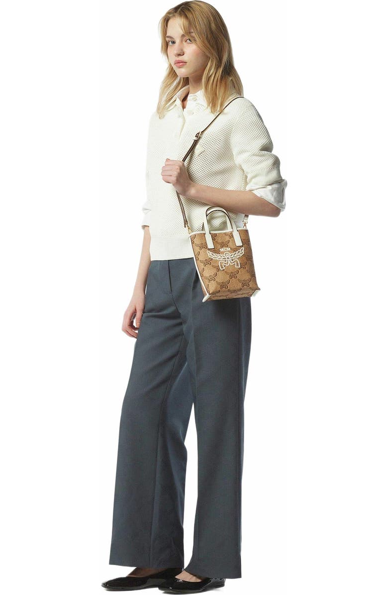 MCM Himmel Crossbody in Lauretos Raffia Jacquard, Alternate, color, Beige