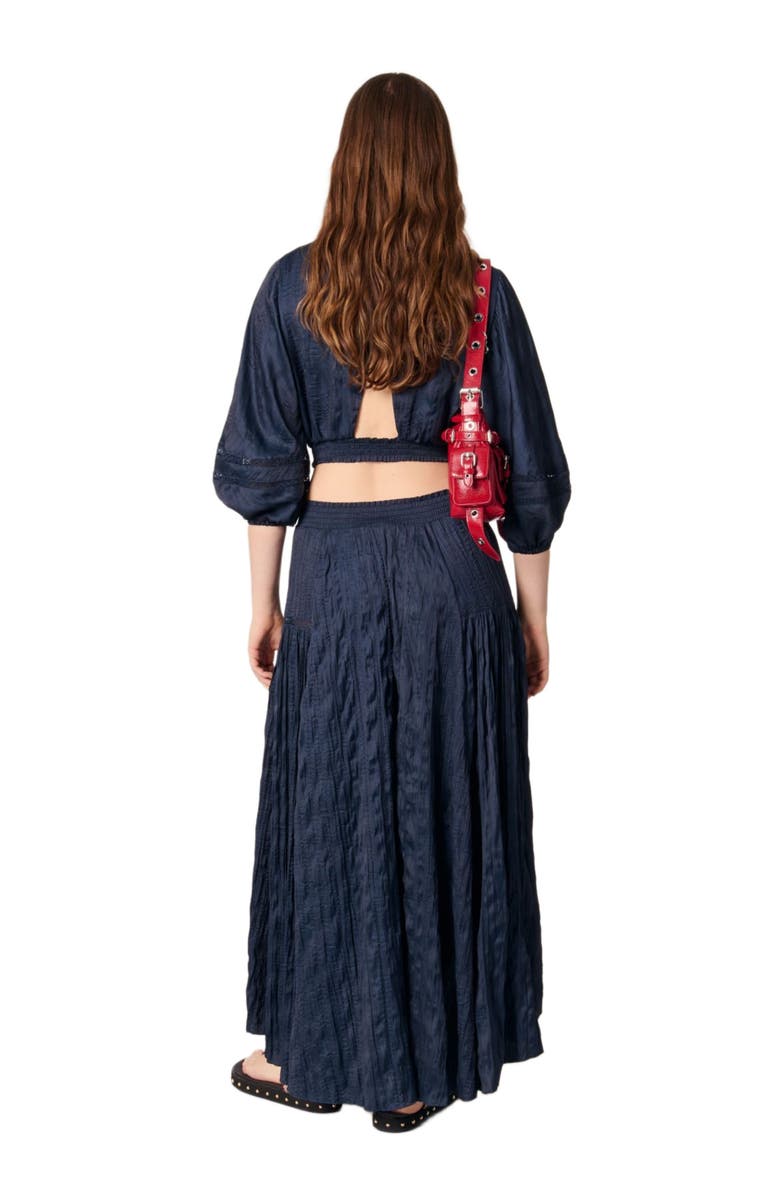 maje Satin-effect maxi skirt, Alternate, color, 