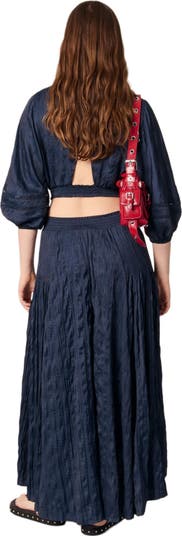 Satin-effect maxi skirt
