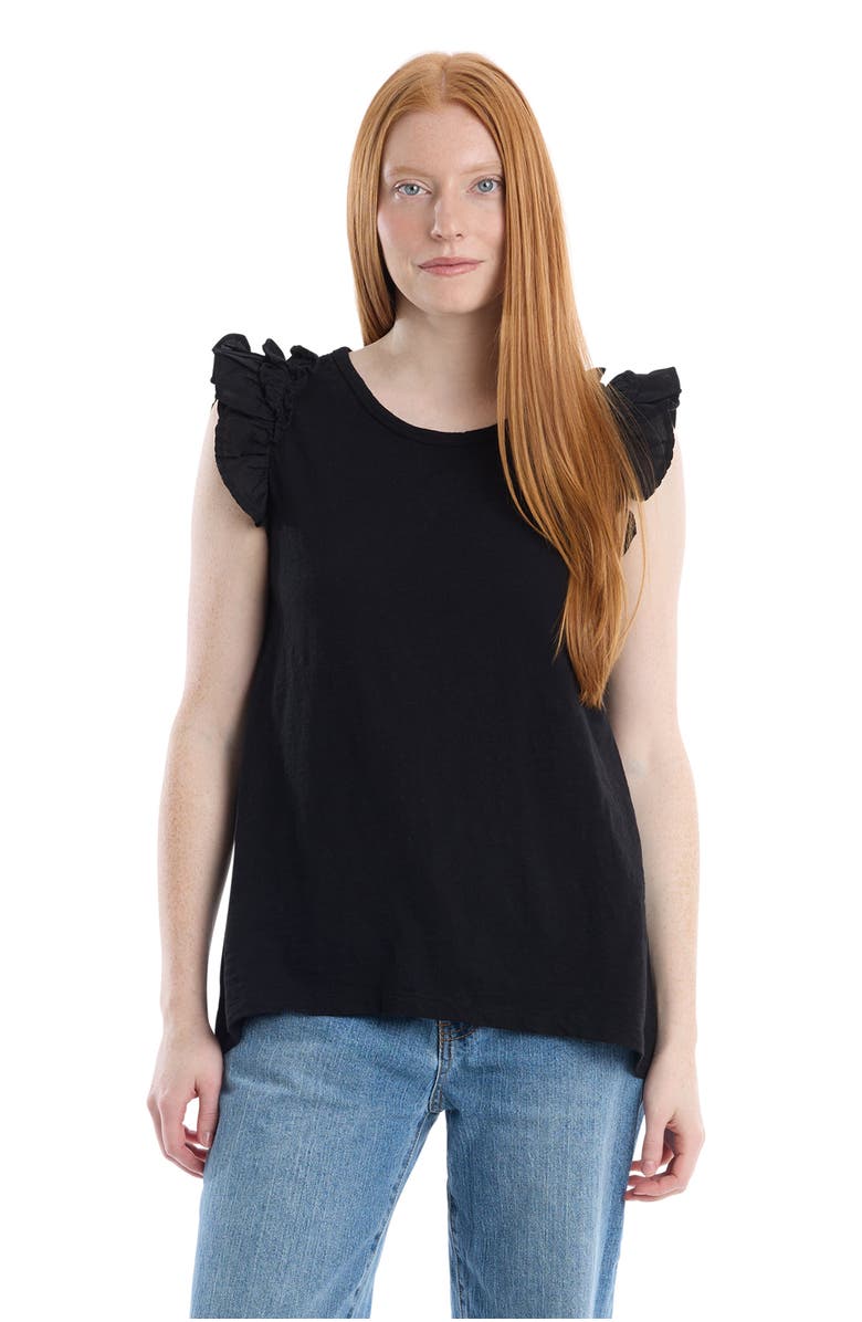 WILT Clothing Ruffle shoulder tank tee, Main, color, Black