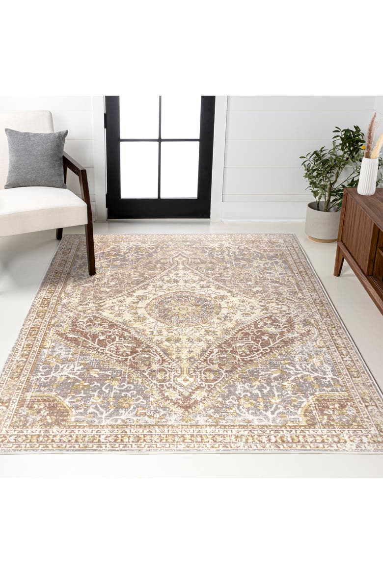 Petras Modern Ornate Medallion Area Rug, Alternate, color, Gray/Brown