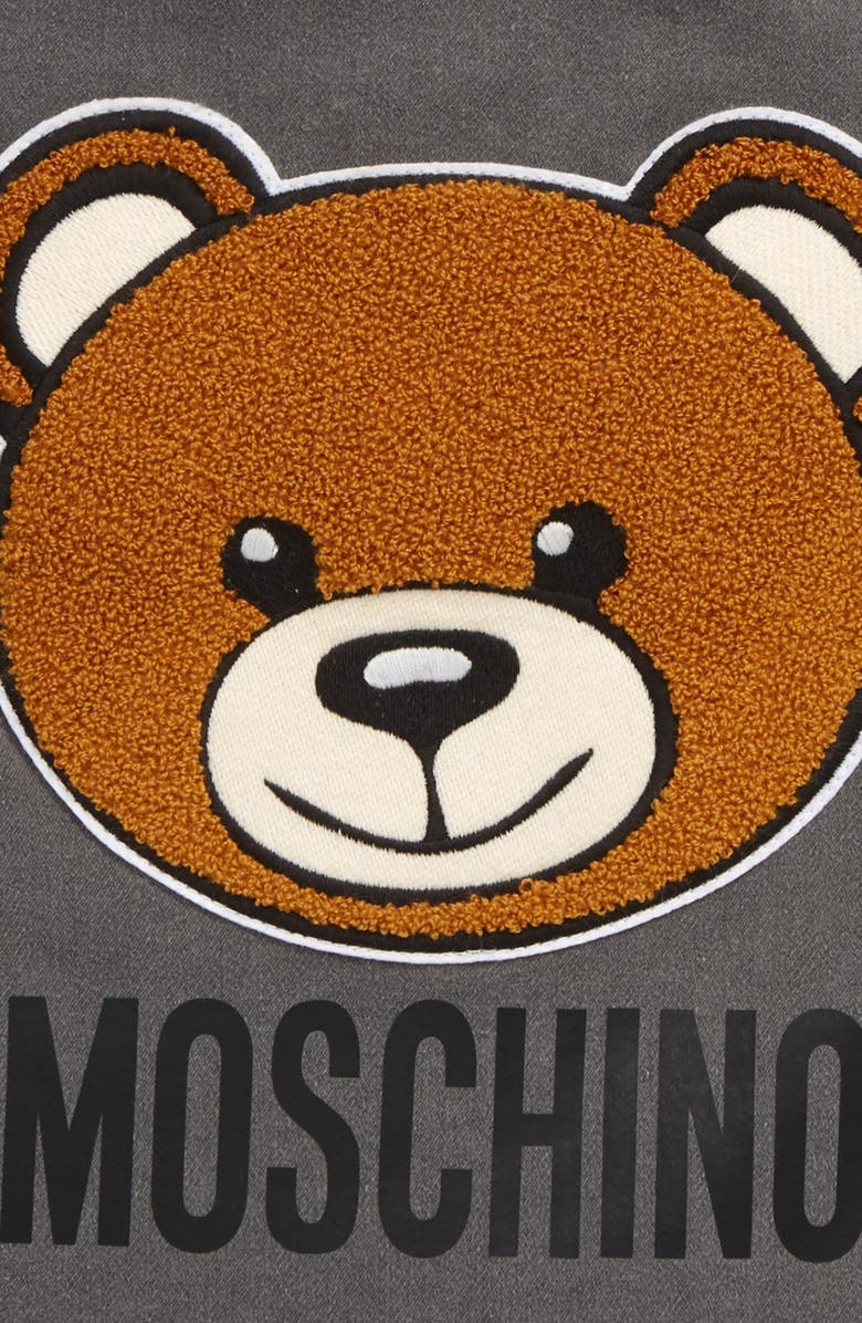 Moschino Chenille Bear Patch Denim Vest, Alternate, color,