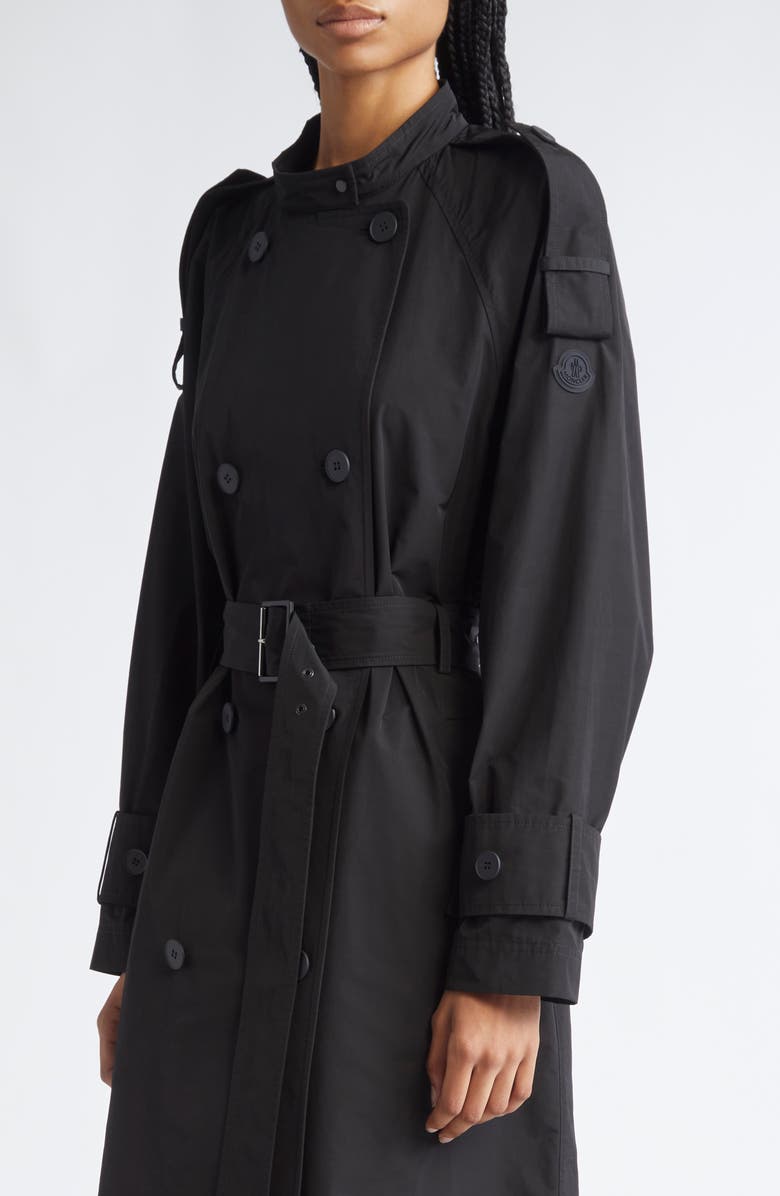 Moncler Trevoux Trench Coat, Alternate, color, Black