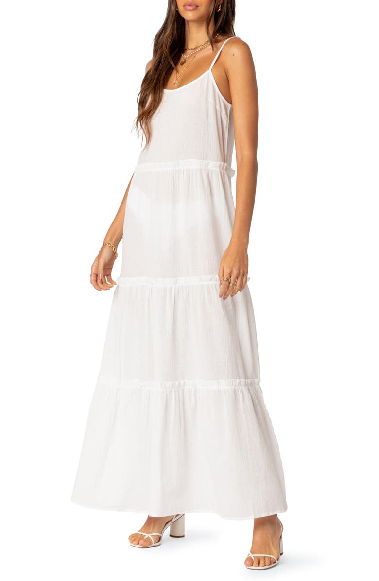 EDIKTED Radiant Tiered Maxi Dress, Main, color, 