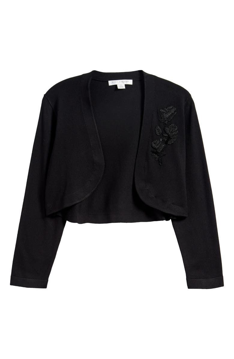 Kay Unger Kelly Embellished Cardigan, Alternate, color, Black
